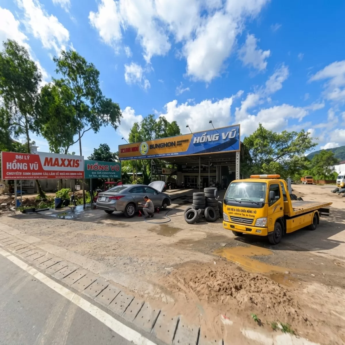 CÂU BÌNH ẮC QUY VÁ VỎ Ô TÔ LƯU ĐỘNG TRI TÔN AN GIANG 24H