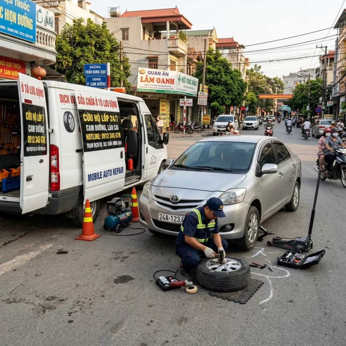 Kích bình ắc quy tại Cứu Hộ Lốp Kích Bình Đức Thái Tỉnh Lào Cai