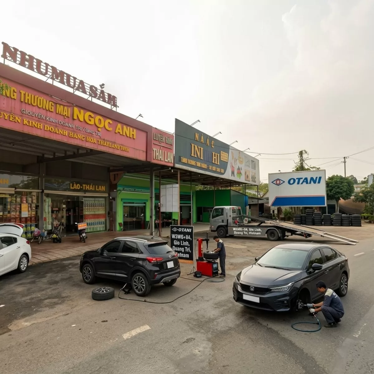 CỨU HỘ VÁ VỎ Ô TÔ KÍCH 24/24 BÌNH DỐC MIẾU