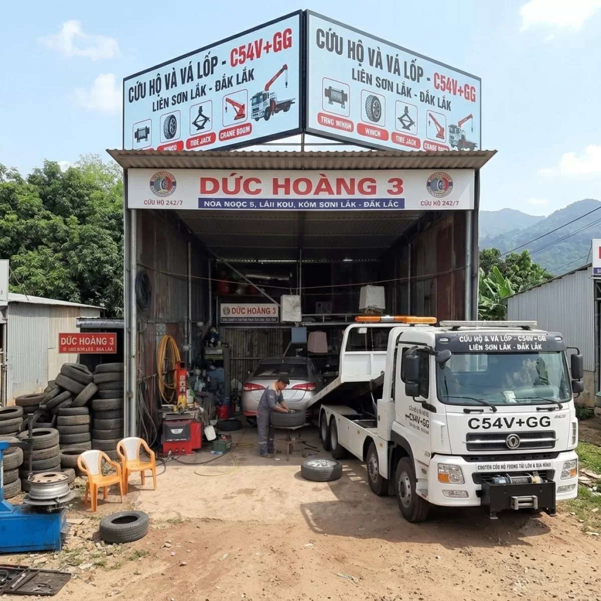 Cứu Hộ Xe Ôtô Tải Vá Vỏ Lưu Động Liên Sơn