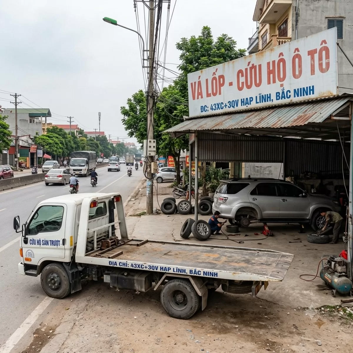 Gara Hạp Lĩnh Bắc Ninh Cứu Hộ Lốp