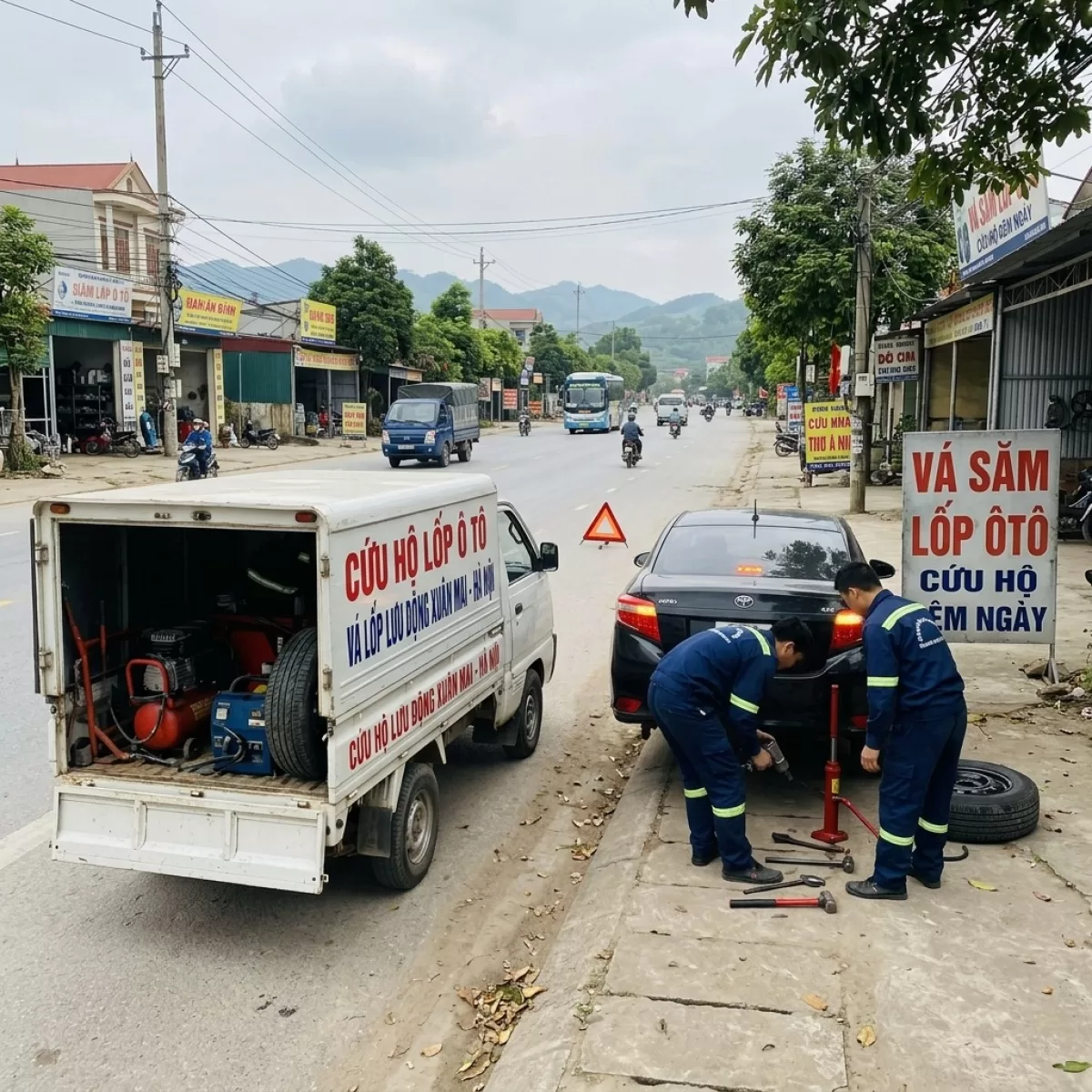 Thay vỏ / thay lốp tại Gara Ngọc Làm Lốp Lưu Động Các Loại Xã Xuân Mai, Thành phố Hà Nội