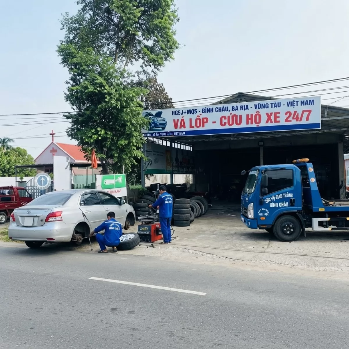 GARA VŨNG TÀU KÍCH BÌNH VÁ VỎ LƯU ĐỘNG XE Ô TÔ TẢI