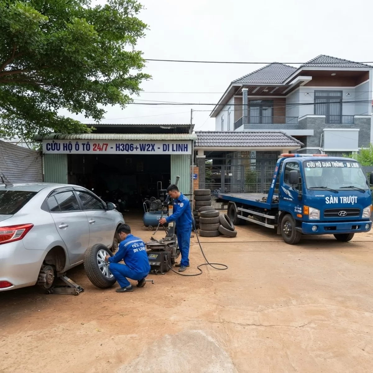 KÍCH BÌNH ẮC QUY VÁ VỎ LƯU ĐỘNG NGÀY ĐÊM