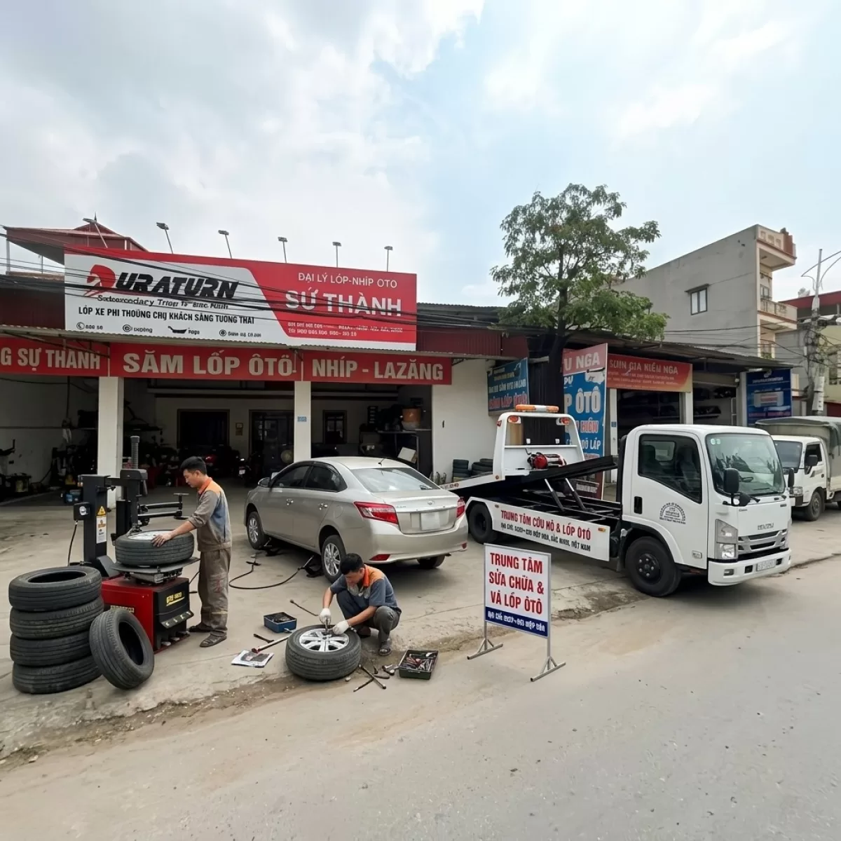 LÀM LỐP CÂU BÌNH LƯU ĐỘNG CẨU KÉO OTO BẮC GIANG