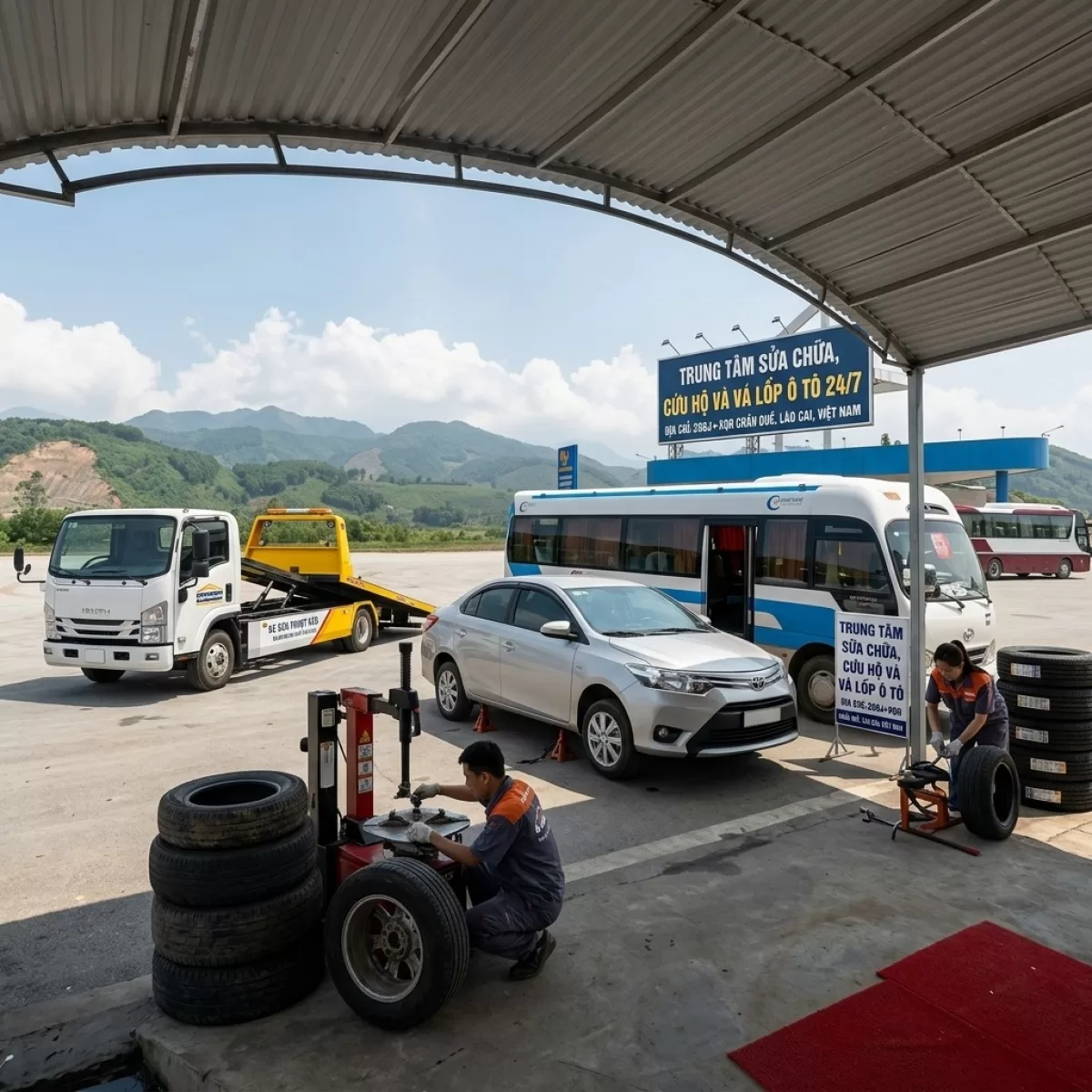 LÀM LỐP CỨU HỘ Ô TÔ CAO TỐC NỘI BÀI LÀO CAI