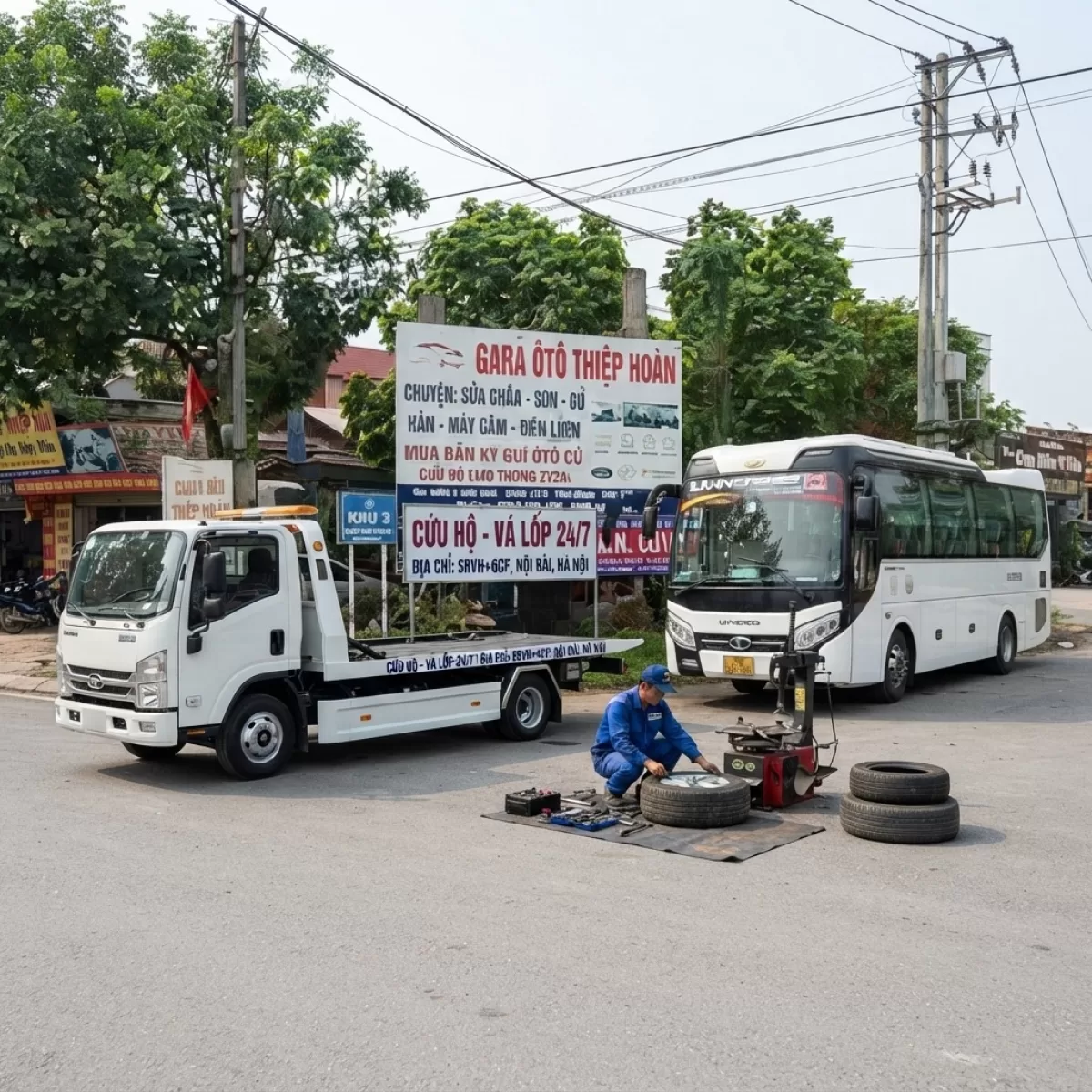 LÀM LỐP LƯU ĐỘNG THAY KÍCH BÌNH ẮC QUY MỚI