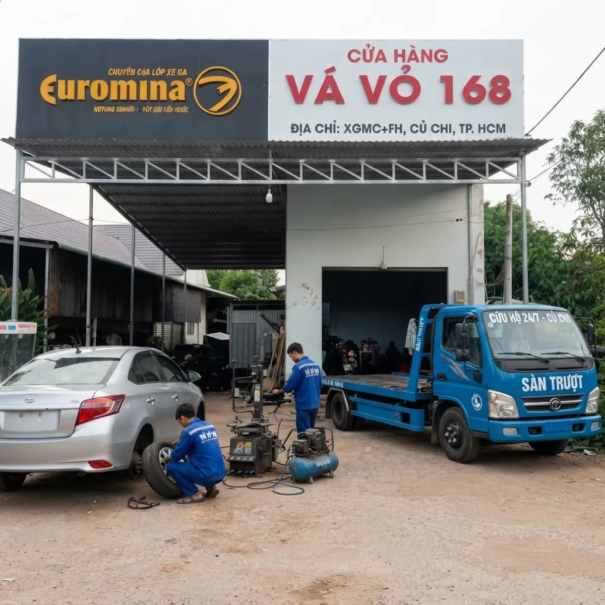 VÁ VỎ KÍCH BÌNH THAY ACC QUY MỚI