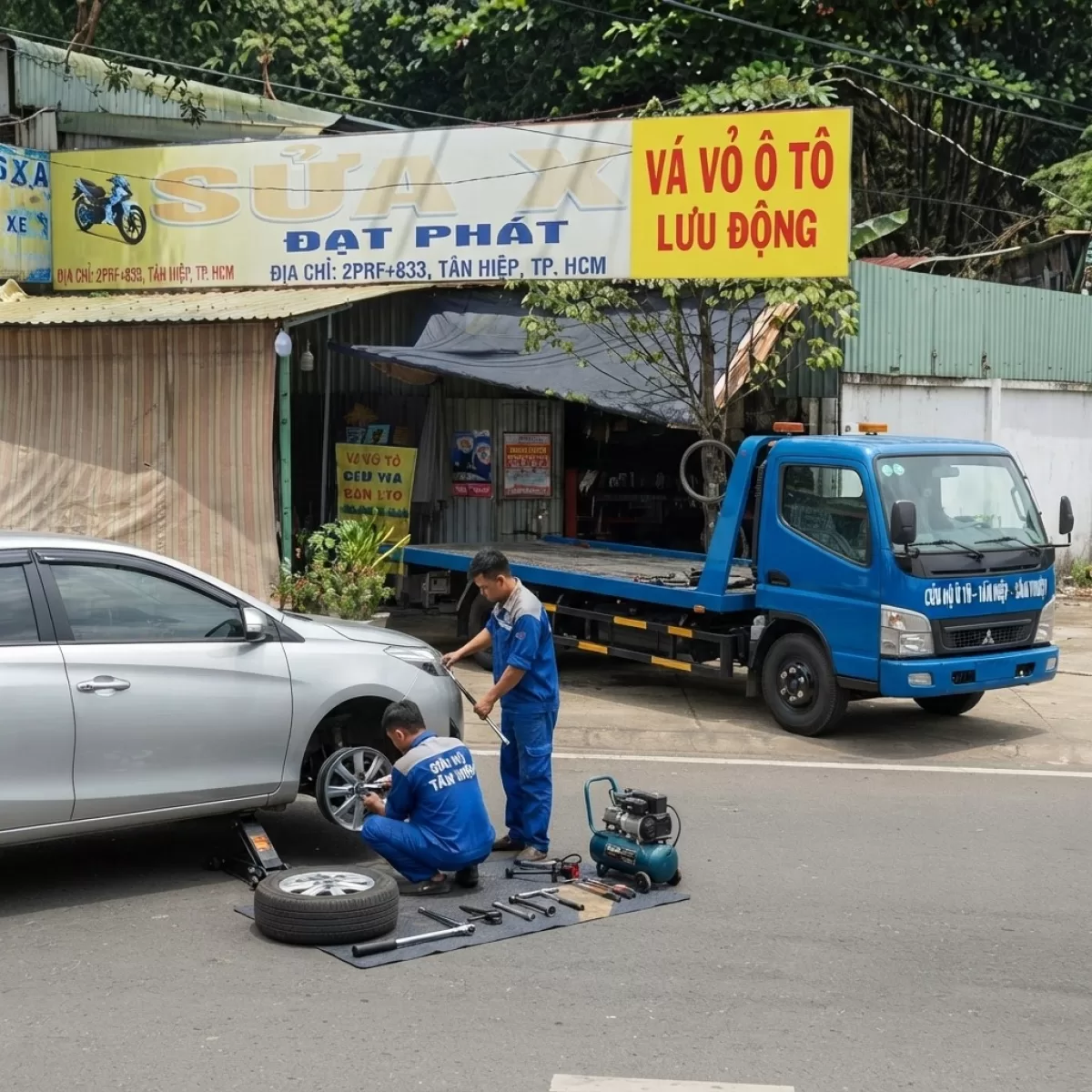VÁ VỎ LƯU ĐỘNG CỨU HÔ Ô TÔ TÂN UYÊN BÌNH DƯƠNG