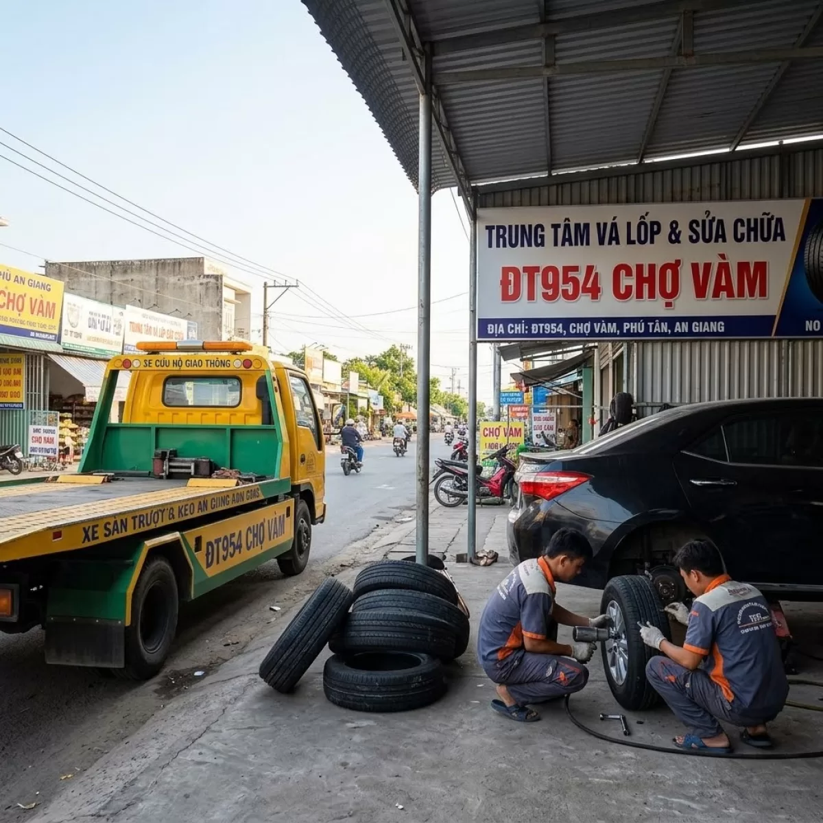 Cẩu Thùng Cẩu Kéo Xe Cứu Hộ Chợ Vàm