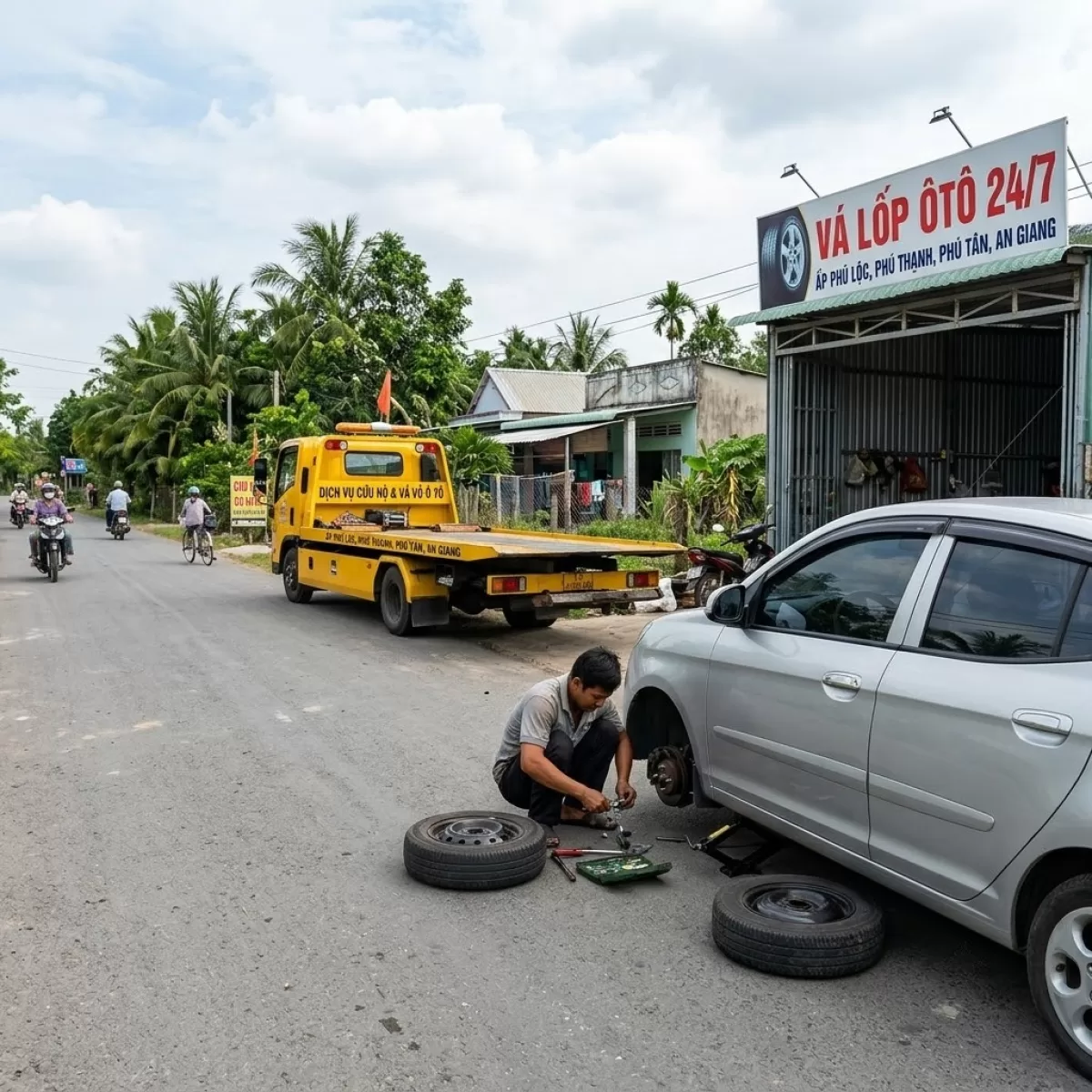 CHỢ VÀM VÁ SĂM CẨU KÉO XE Ô TÔ 365 NGÀY