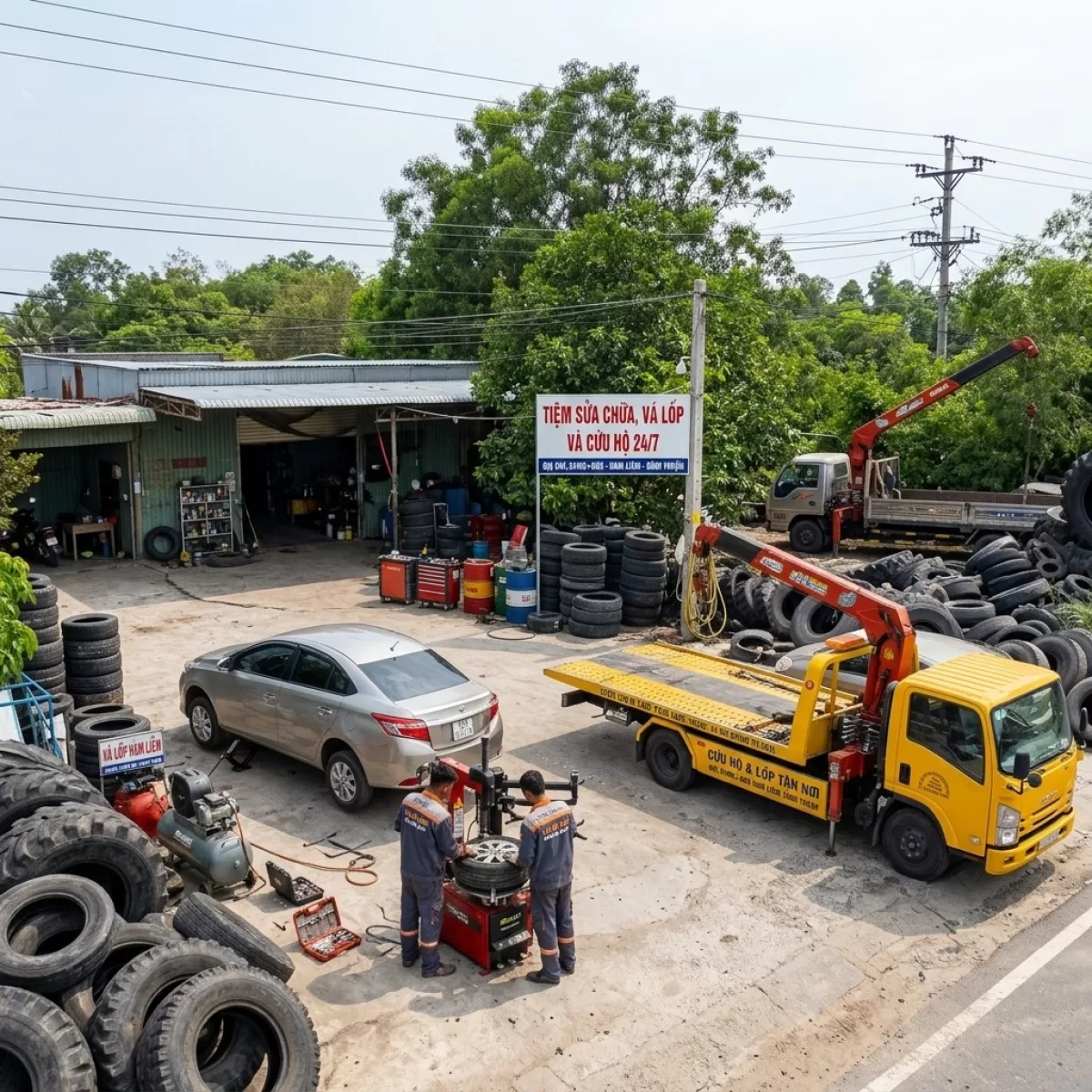 Cứu Hộ 24/7 Vá Vỏ Kích Bình Ô Tô Các Loại Xe