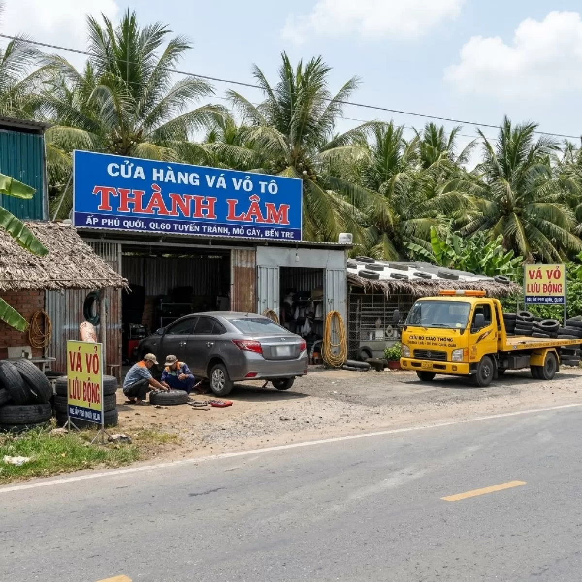 CỨU HỘ MĂM VÁ VỎ MỎ CÀY BẾN TRE QL 57