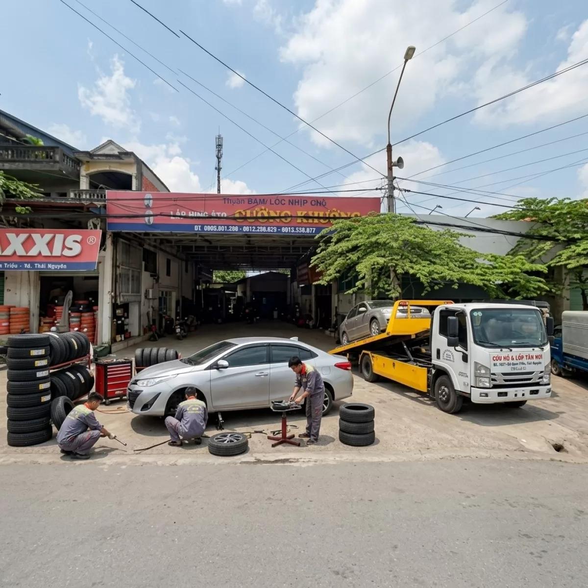 Cứu Hộ Siêu Tốc Làm Lốp Siêu Nhanh Xe Tải Xe Ô Tô Con...