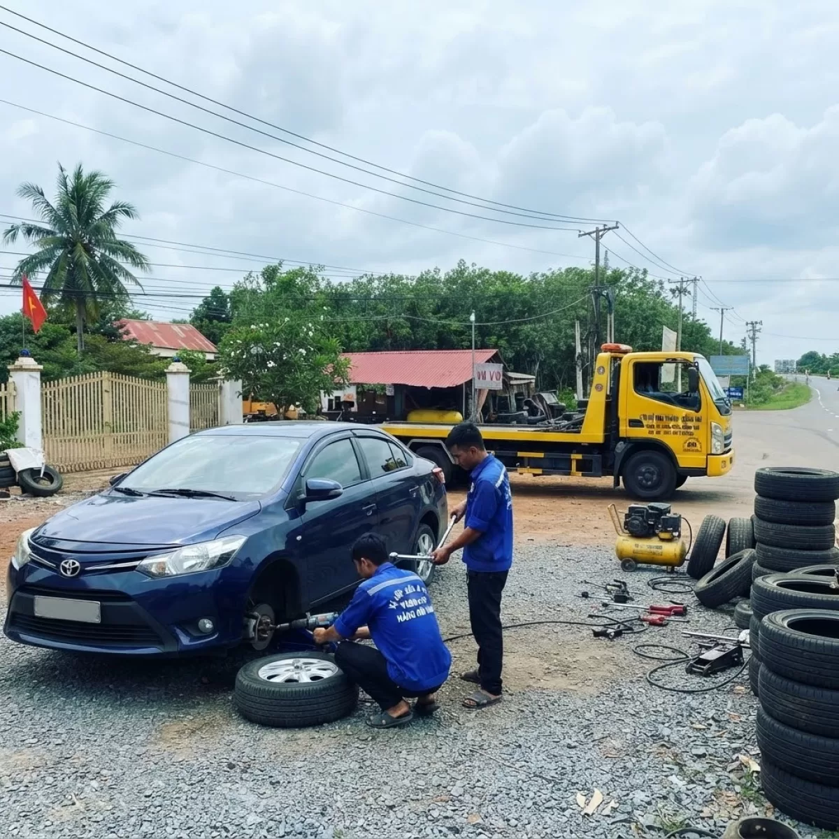 CỨU HỘ VÁ VỎ KÍCH BÌNH CAO TỐC LONG THÀNH DẦU GIÂY