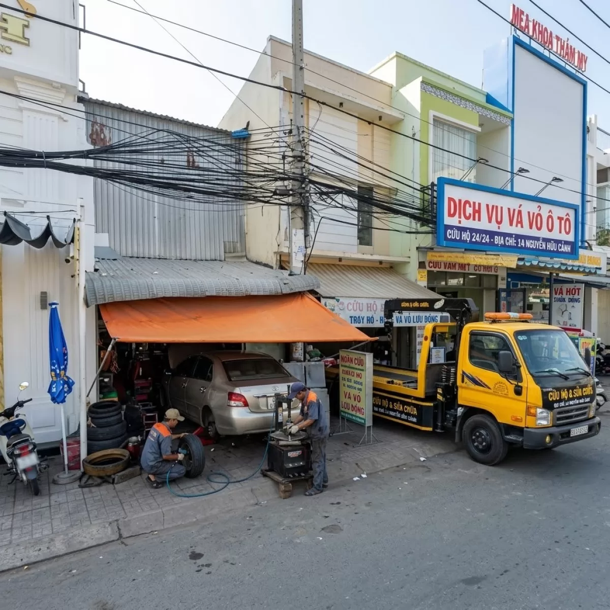 Cứu Hộ Xe Vá Lốp Kích Bình Cầu Chợ Mới