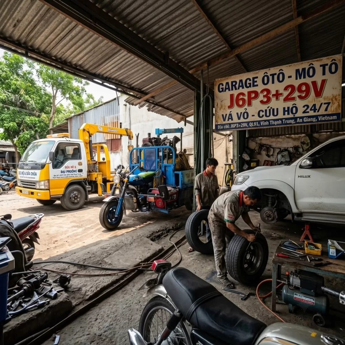 GARA ĐỒN ĐÔNG CỨU HỘ LỐP QUỐC LỘ 91