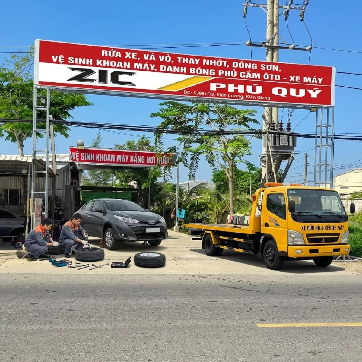 GARA KIÊNG GIANG CỨU HỘ LỐP KÍCH BÌNH LƯU ĐỘNG