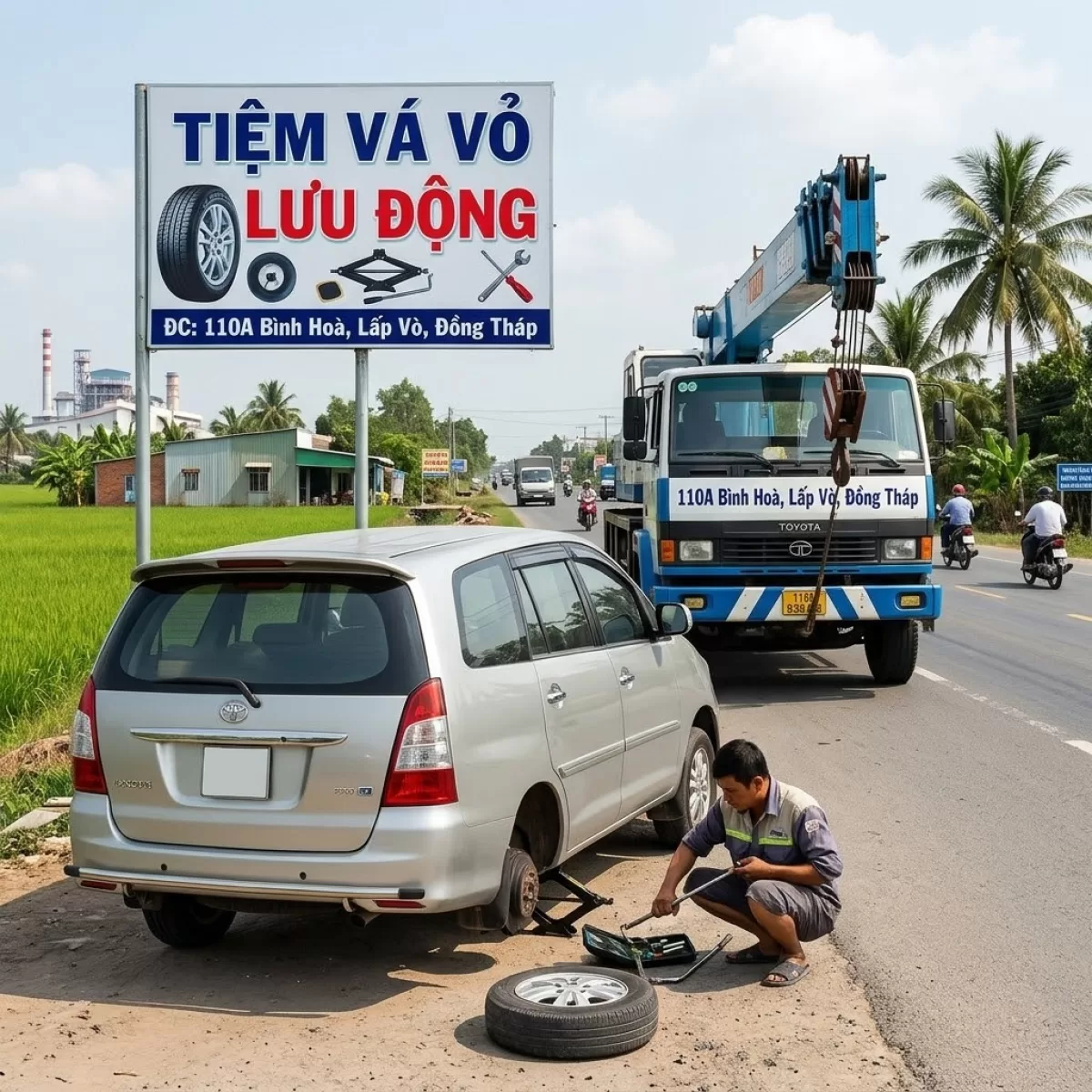 KÍCH BÌNH ẮC QUY VÁ VỎ BÌNH THÀNH CỨU HỘ Ô TÔ LẤP VÒ