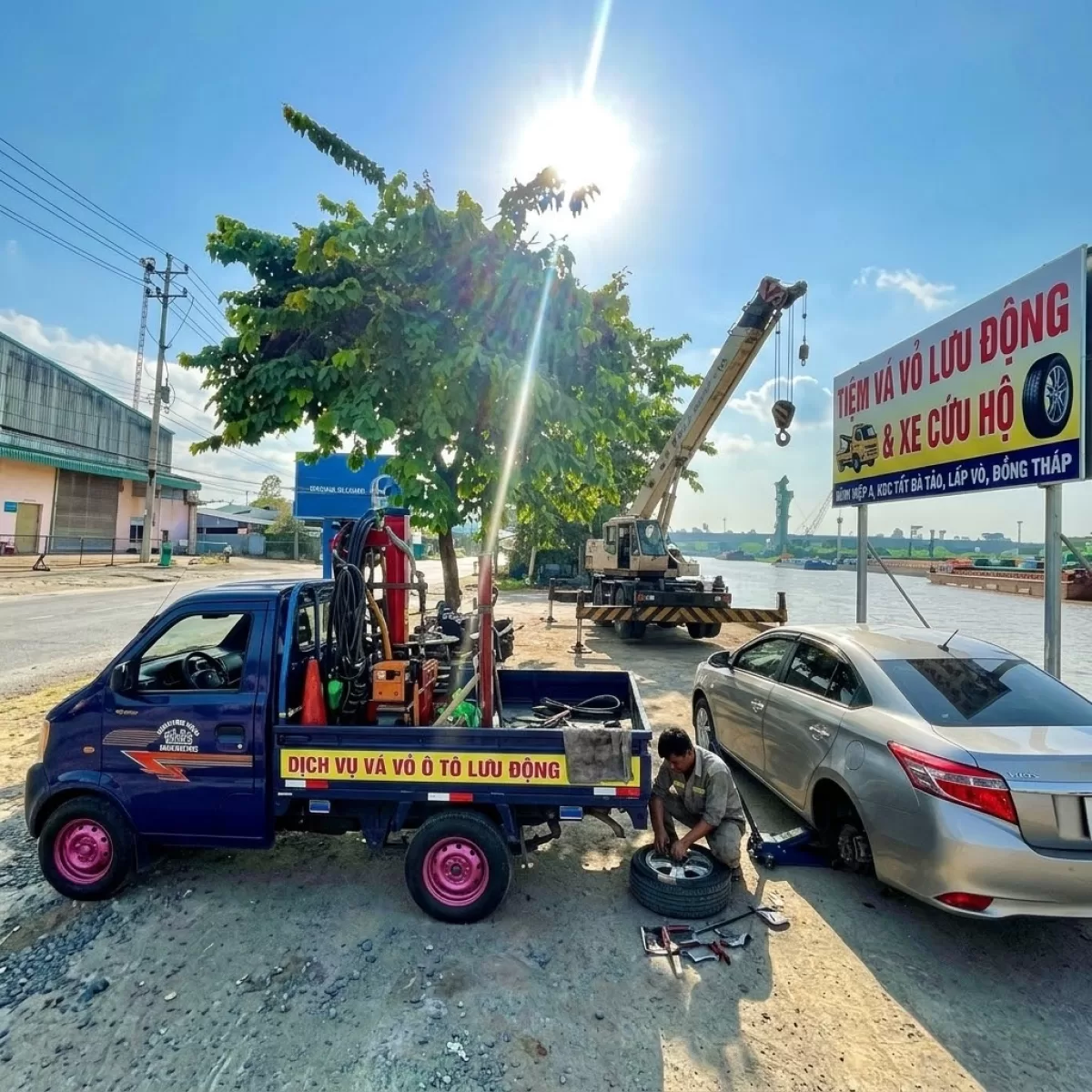 KÍCH BÌNH Ô TÔ CẨU KÉO XE LÚN LẦY BÌNH HÒA ĐỒNG THÁP