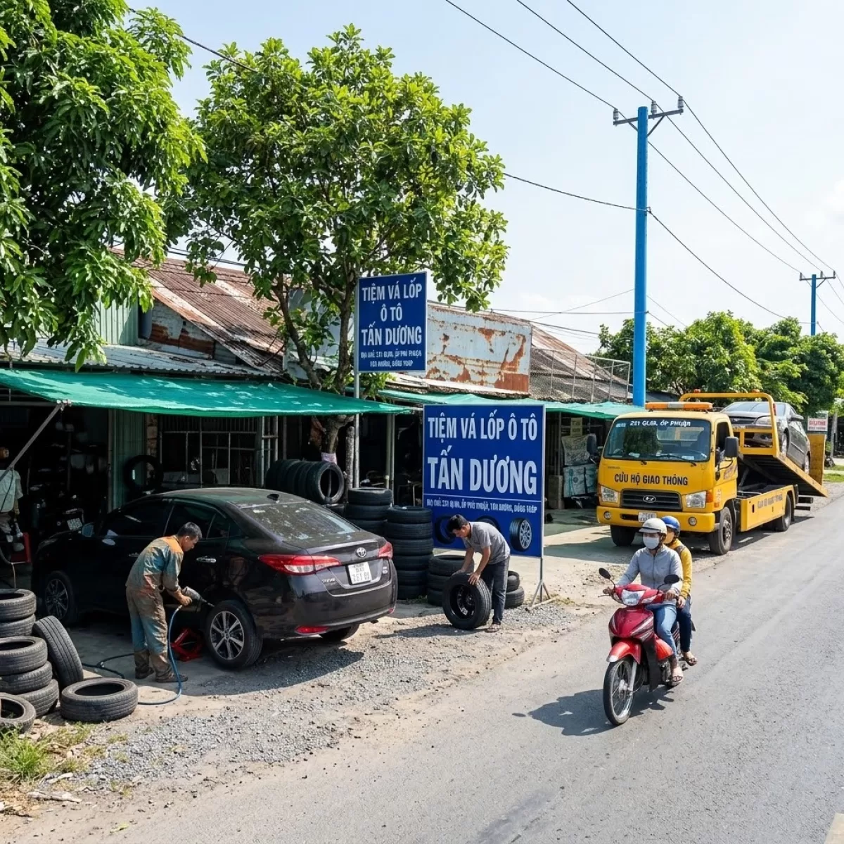 LÀM VỎ OTO KHÔNG SĂM LƯU ĐỘNG CẨU KÉO XE Ô TÔ