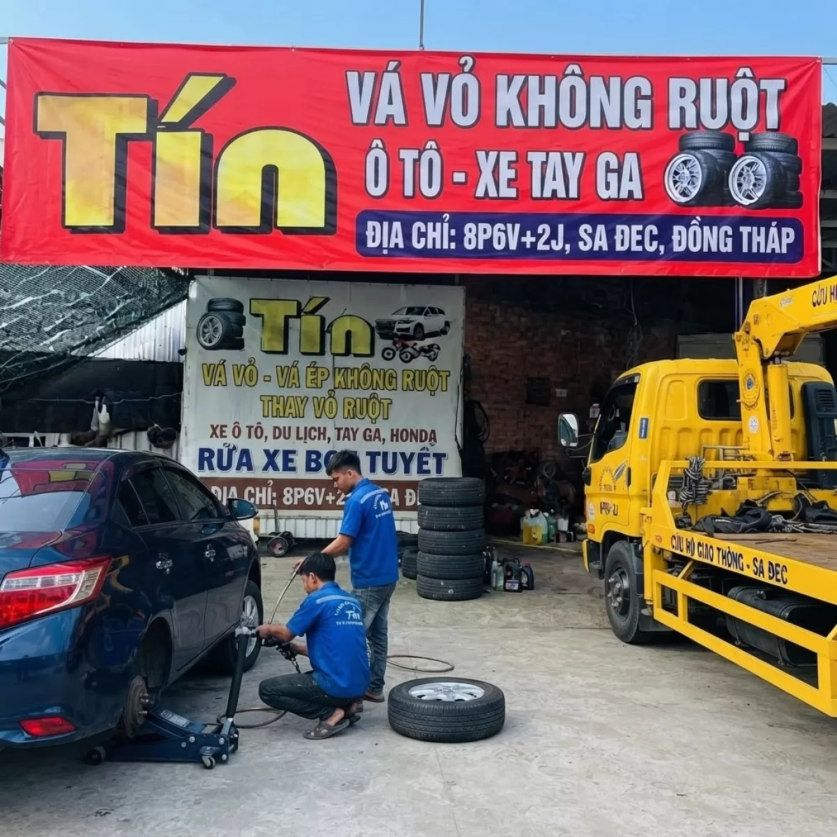 VÁ ÉP Ô TÔ KÍCH BÌNH ẮC QUY XE DU LỊCH LƯU ĐỘNG TP. SA ĐEC