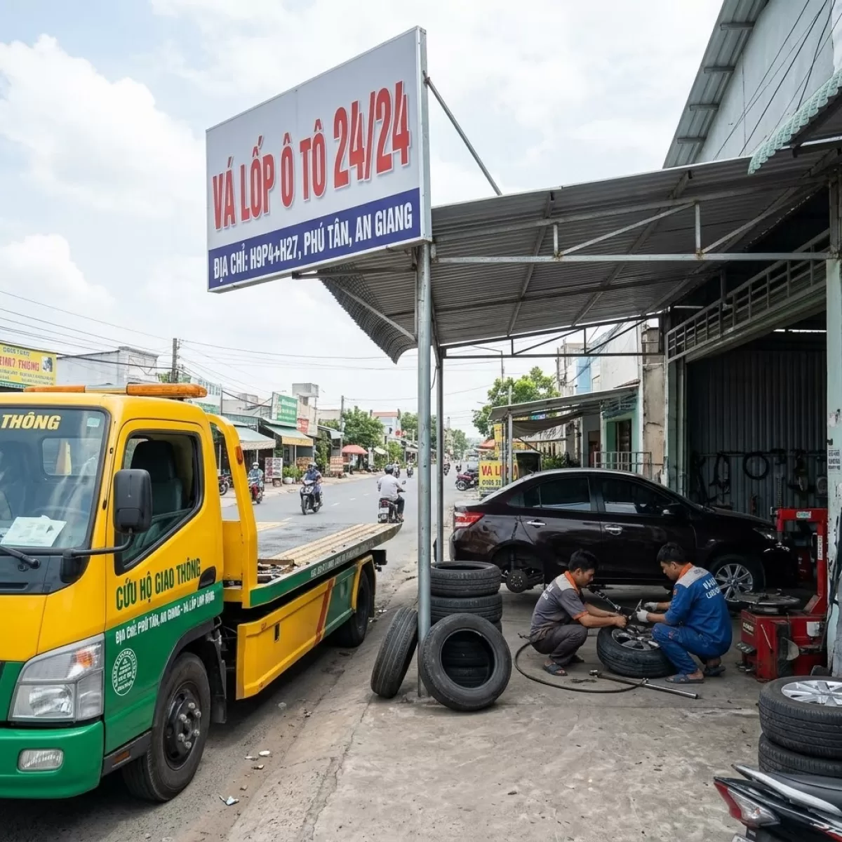 VÁ VỎ KÍCH BÌNH QL80B THỊ TRẤN PHÚ MỸ AN GIANG